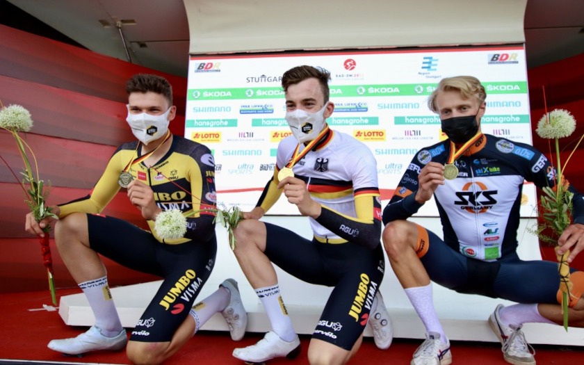 U23-Podium bei der Zeitfahr-DM 2021. Foto: Dominic Reichert