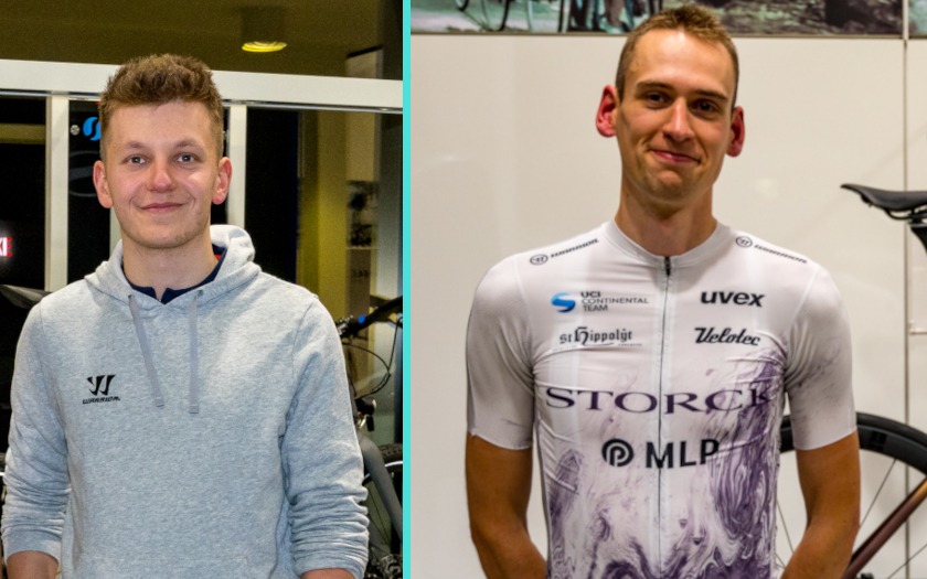 Die Mittelhessen Bastian Jäckel (links) und Robin Fischer bei der Präsentation des Team Storck-Metropol Cycling