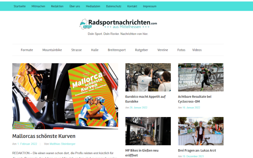 Historischer Screenshot der Webseite von Radsportnachrichten.com