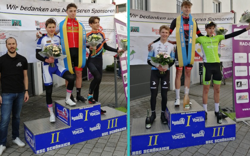 Zwei Mal zweite Plätze für Beirig-Brüder: Leopold Beirig (linkes Foto) und Ferdinand Beirig beim Radrennen "Rund um Schönaich"