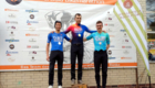 Siegerehrung beim Kellerwald Mountainbike Marathon, links Noah Jung