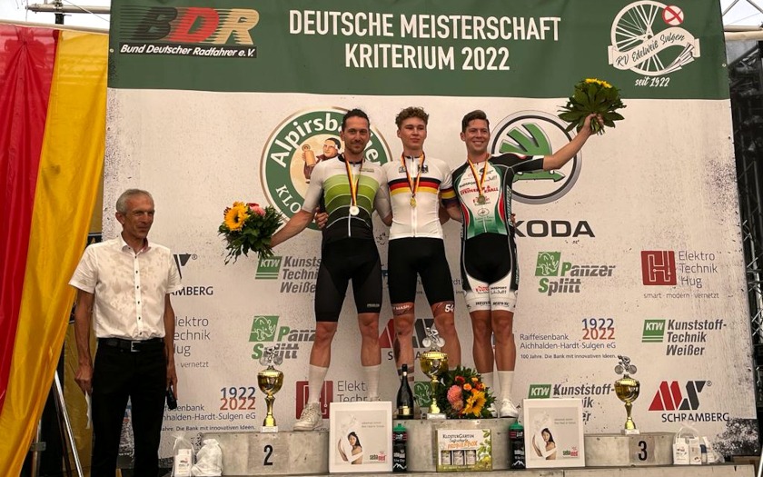 Podium Deutsche Meisterschaft Kriterium Männer Amateure 2022 in Schramberg-Sulgen