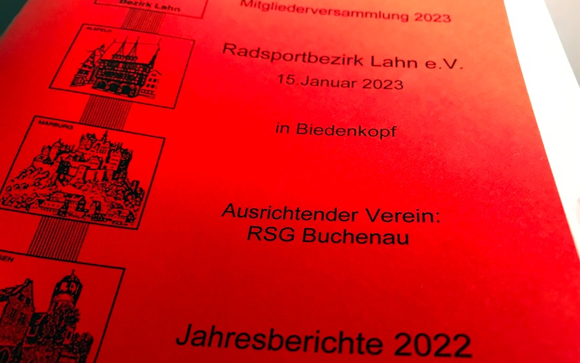 Deckblatt des Berichtsheftes im Radsportbezirk Lahn