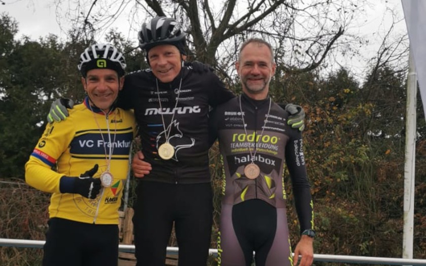 Podium der Hessenmeisterschaft Radcross 2023/2024 Darmstadt, Masters III