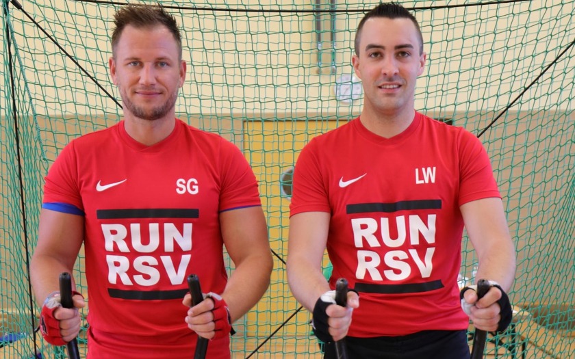 Die Radballer Sascha Götz (links) und Luca Wagner vom RSV Krofdorf-Gleiberg. Archivfoto: Reiner Leichtlein