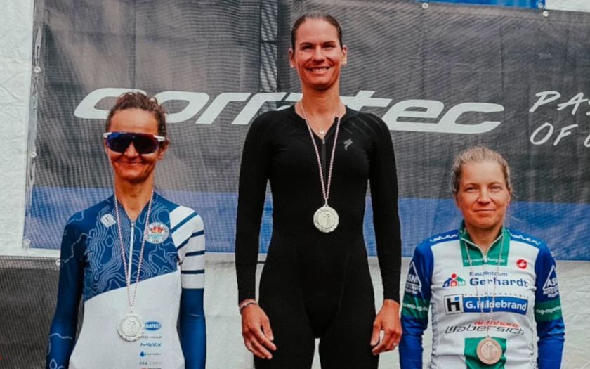 Podium der Frauen bei der Hessenmeisterschaft im Bergzeitfahren 2026