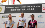 Podium der Frauen bei der Deutschen Meisterschaft im Mountainbike Marathon im Rahmen des 20. Dünsberg Bike & Gravel Marathon