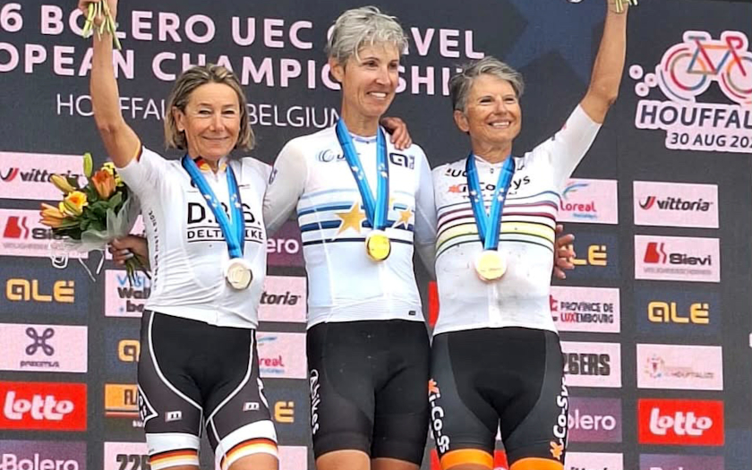 Birgit Jüngst (links) bei der Gravel-Europameisterschaft 2026 im belgischen Houffalize