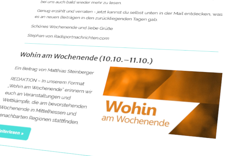 Blick in den Newsletter von Radsportnachrichten.com